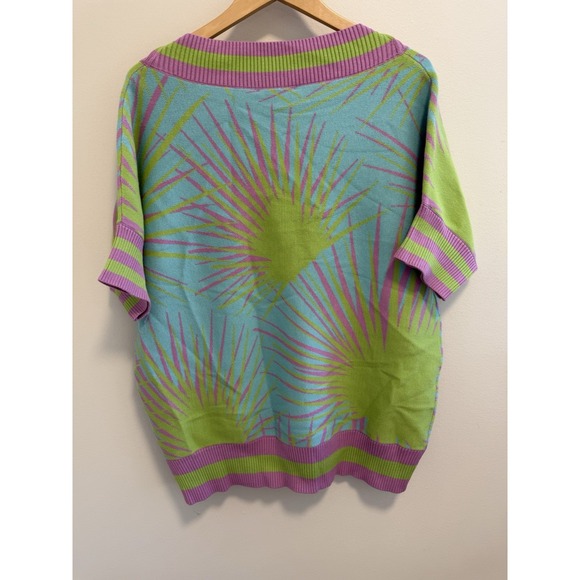 Emily McCarthy Palm Springs Sweater XL NWT Palm Print Resort Coastal Boho - Picture 5 of 8